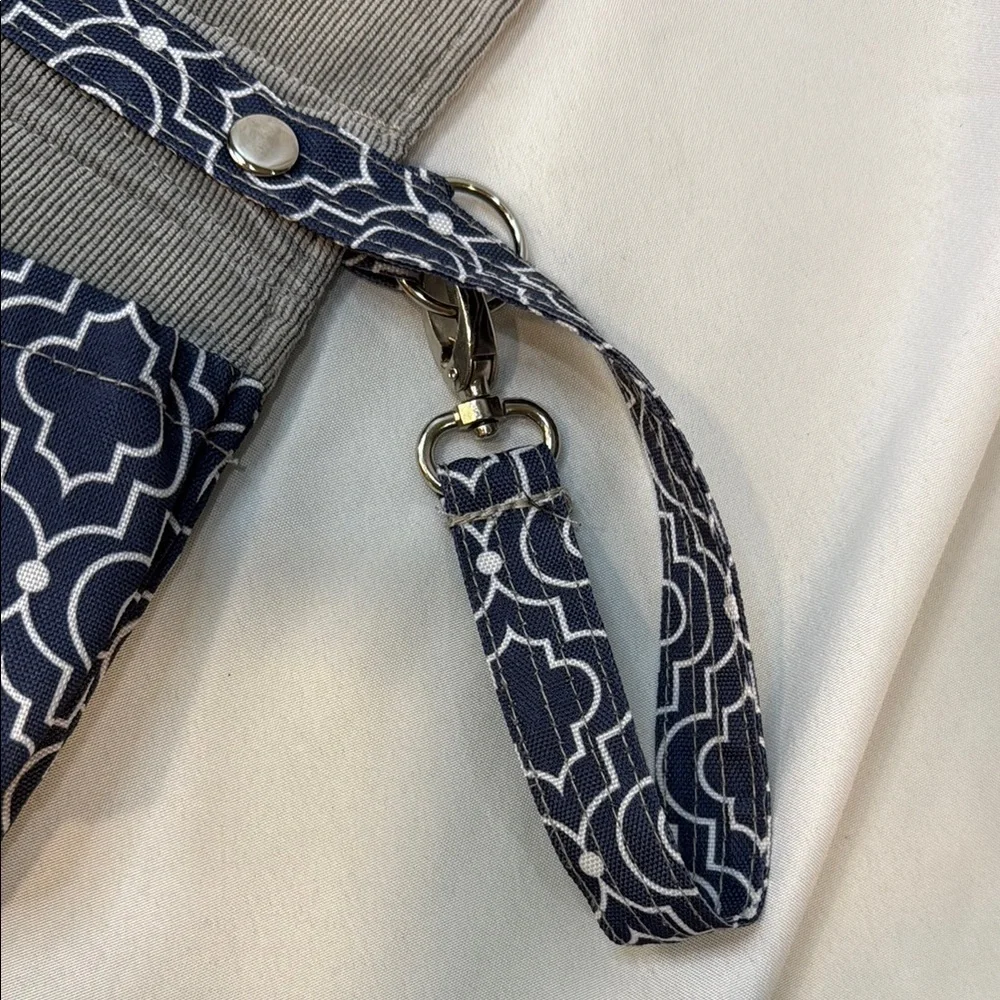 Lilly Bit by Demdaco Navy Blue Trellis Print Folding Diaper Clutch Shoulder Bag